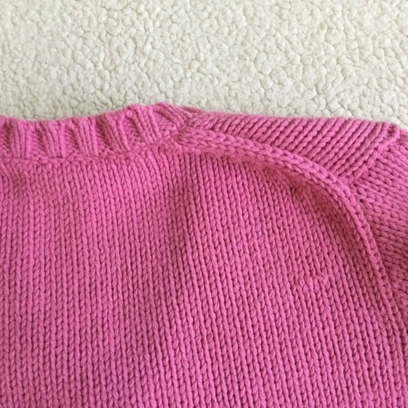 Vintage GAP Y2K Chunky V-Neck Sweater Bright Pink Long Sleeves - Sz Small - Picture 10 of 11